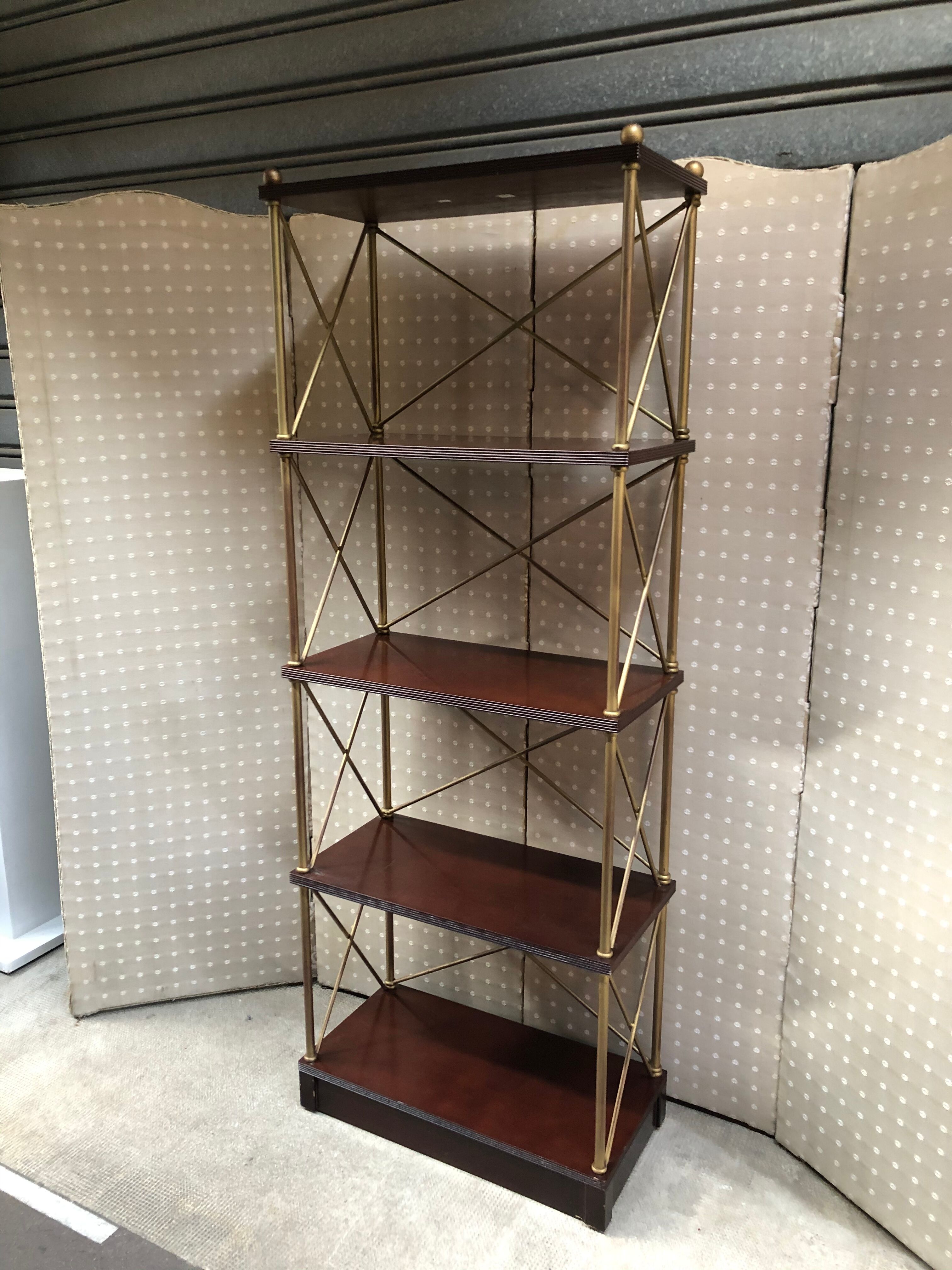 Mahogany and gold metal shelf