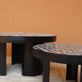 Set of two round and modern Zellige coffee tables
