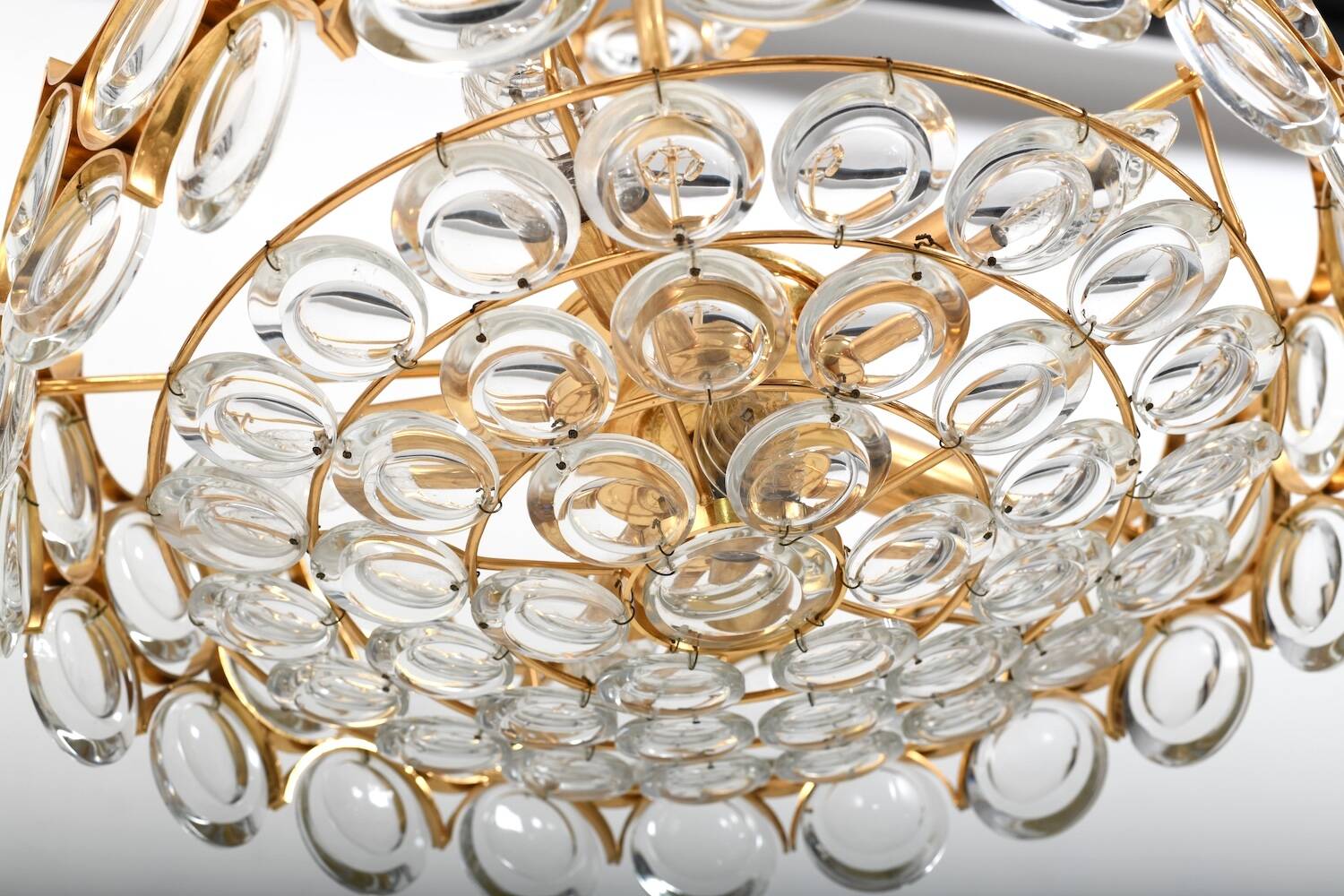 Gilded Brass and Crystal Chandelier by Palwa 1970s