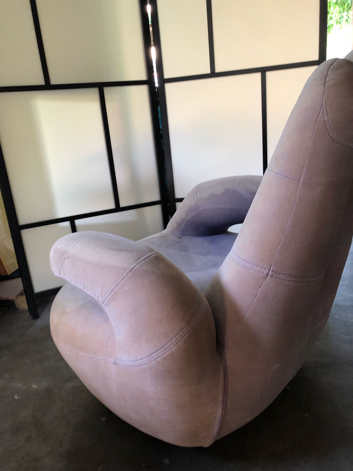Pop Art swivel armchair - mauve velvet - circa 80s/90s - very good condition