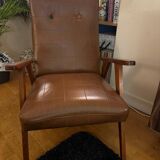 Fauteuil en Skaï marron