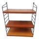 Vintage wall shelf in Ttak veneer and black metal, Nisse Strinning, 60s (2)