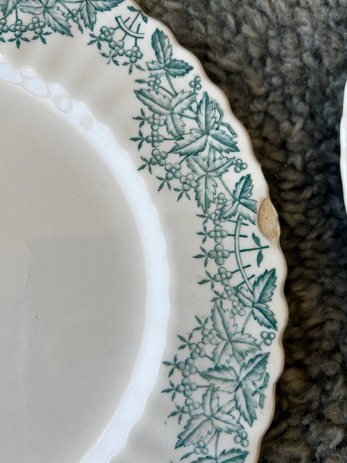 Antique flat plates, Longchamp Antonia ironstone.