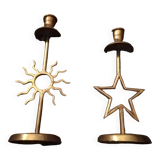 Lot de deux bougeoirs vintage en laiton