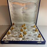 Box of 12 knife holders art nouveau gilded ceramic butterflies