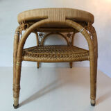 Old vintage rattan coffee table