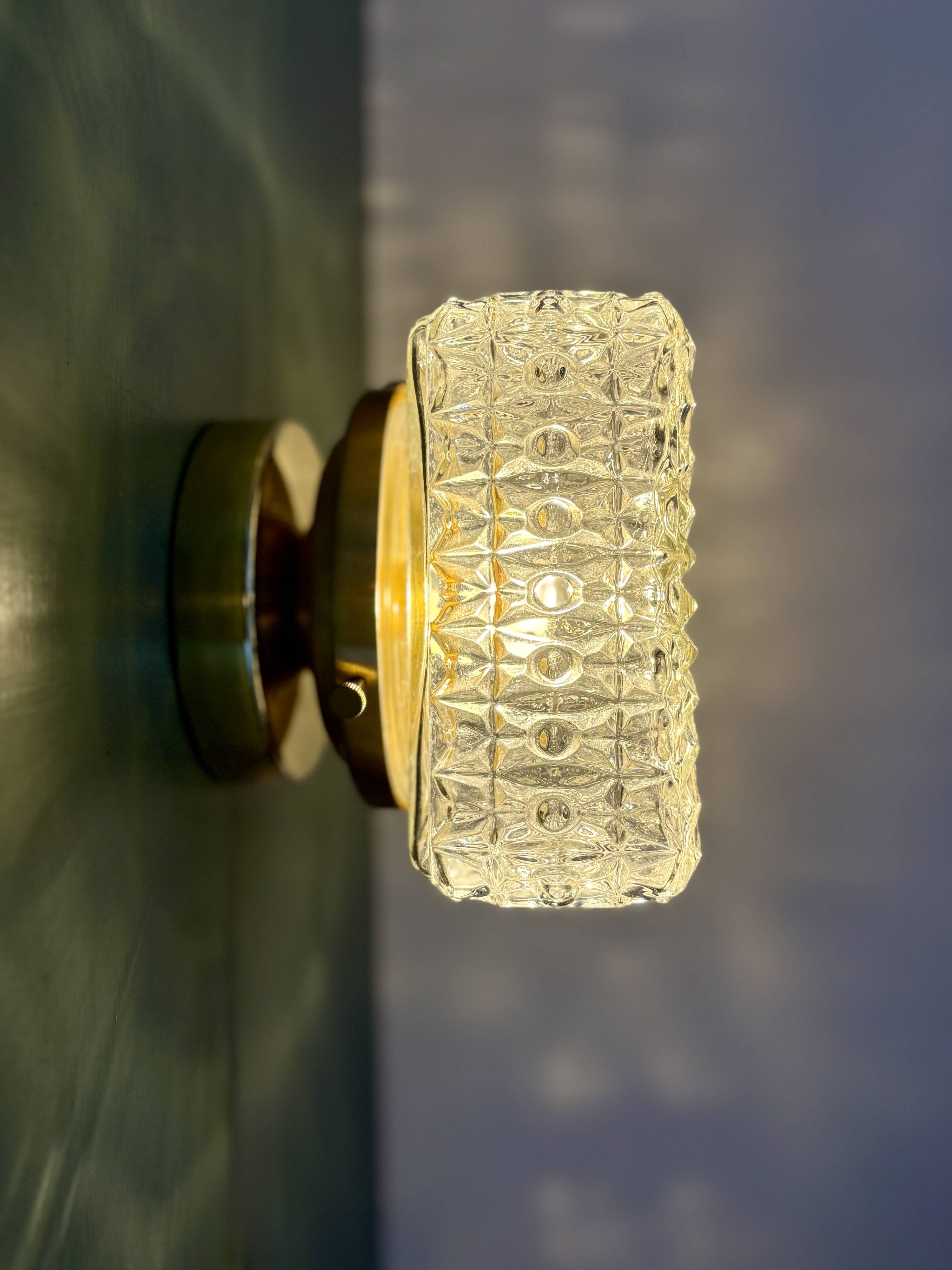 Vintage square glass globe wall/ceiling light.