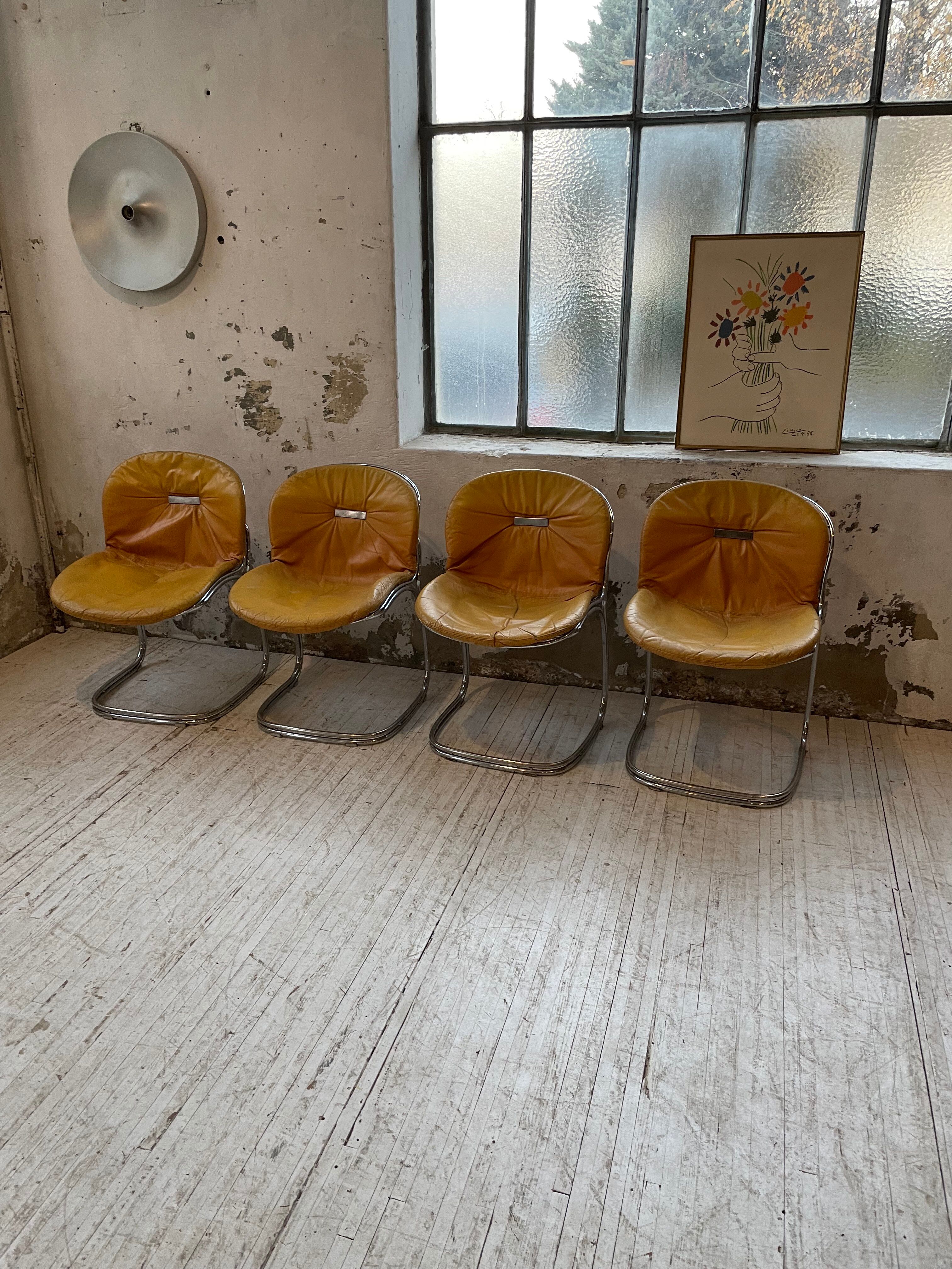 4 chairs Rinaldi "Sabrina" yellow leather