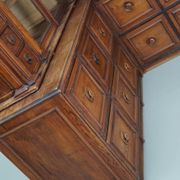 Large Antique German Pitch Pine Corner Apothecary Cabinet / Vitrine ca 1900s