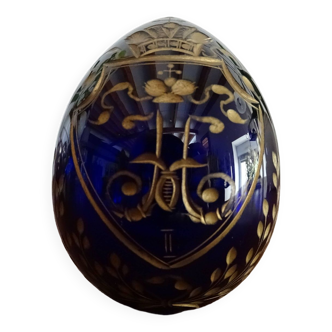 Egg press crystal cobalt blue and gold style FABERGE St Petersburg