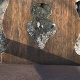 Pair of armchairs in stained wood and leather, 20th century