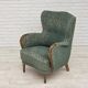 1960s, Danish armchair, green furniture velour, beech wood.