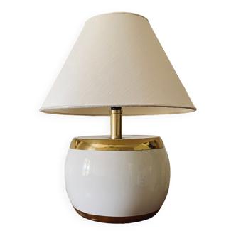 Monumental white ceramic and brass lamp base, italy 1970s