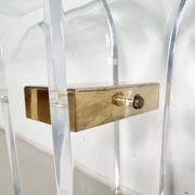 Console table by Charles Hollis Jones in lucite, brass, and glass, 1970.