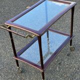 Vintage glass and rosewood Lacca style serving trolley