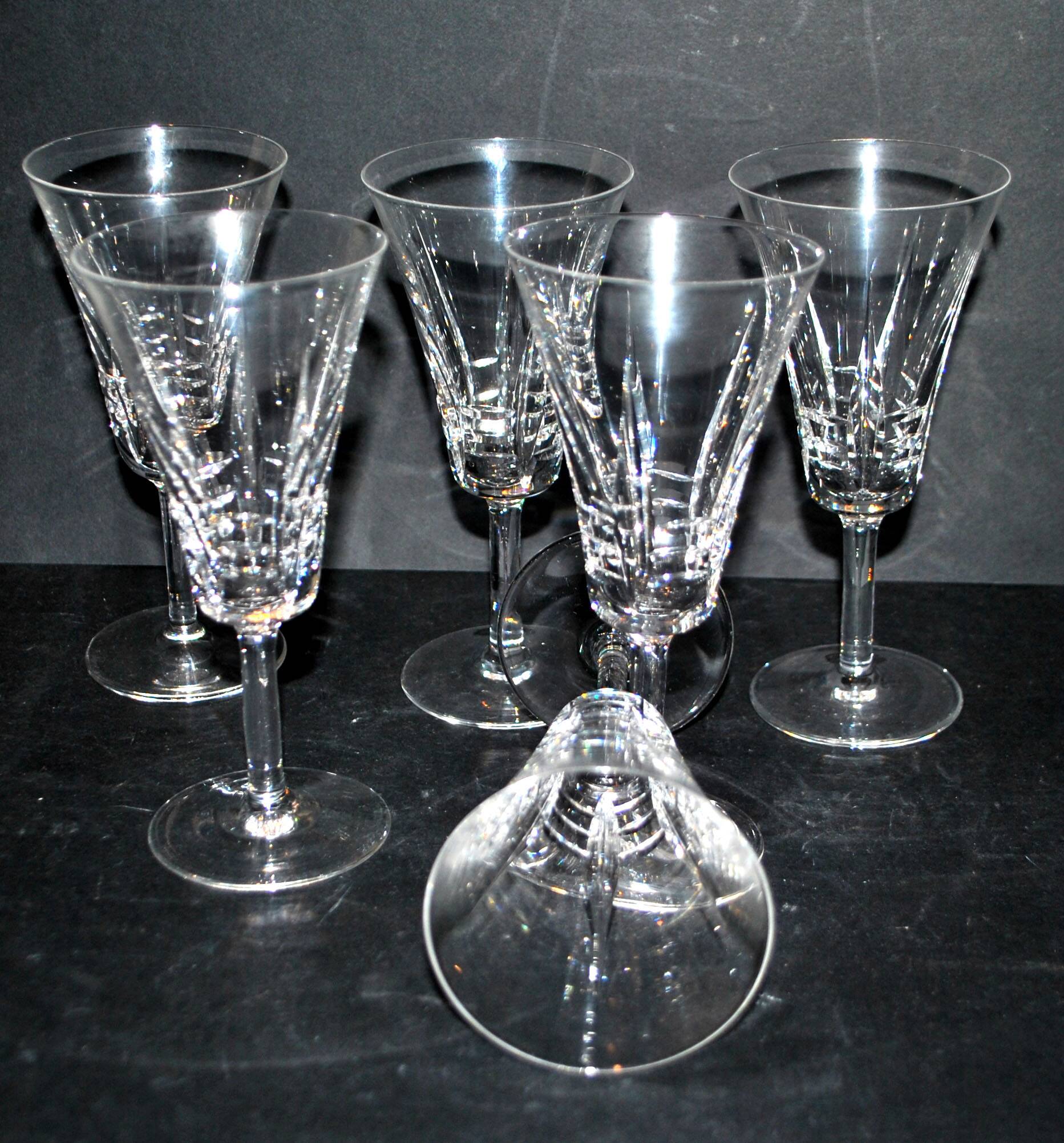 Set of 6 cut crystal wine glasses in cerdagne style - cristallerie lorraine lemberg? h13.5cm