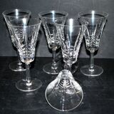 Set of 6 cut crystal wine glasses in cerdagne style - cristallerie lorraine lemberg? h13.5cm