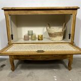 Storage unit, wooden and cane sideboard