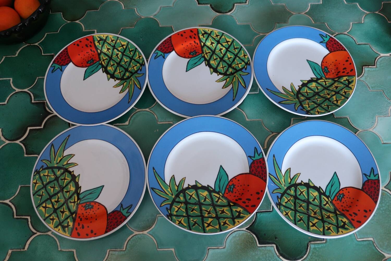 6 pop 90's porcelain dessert plates