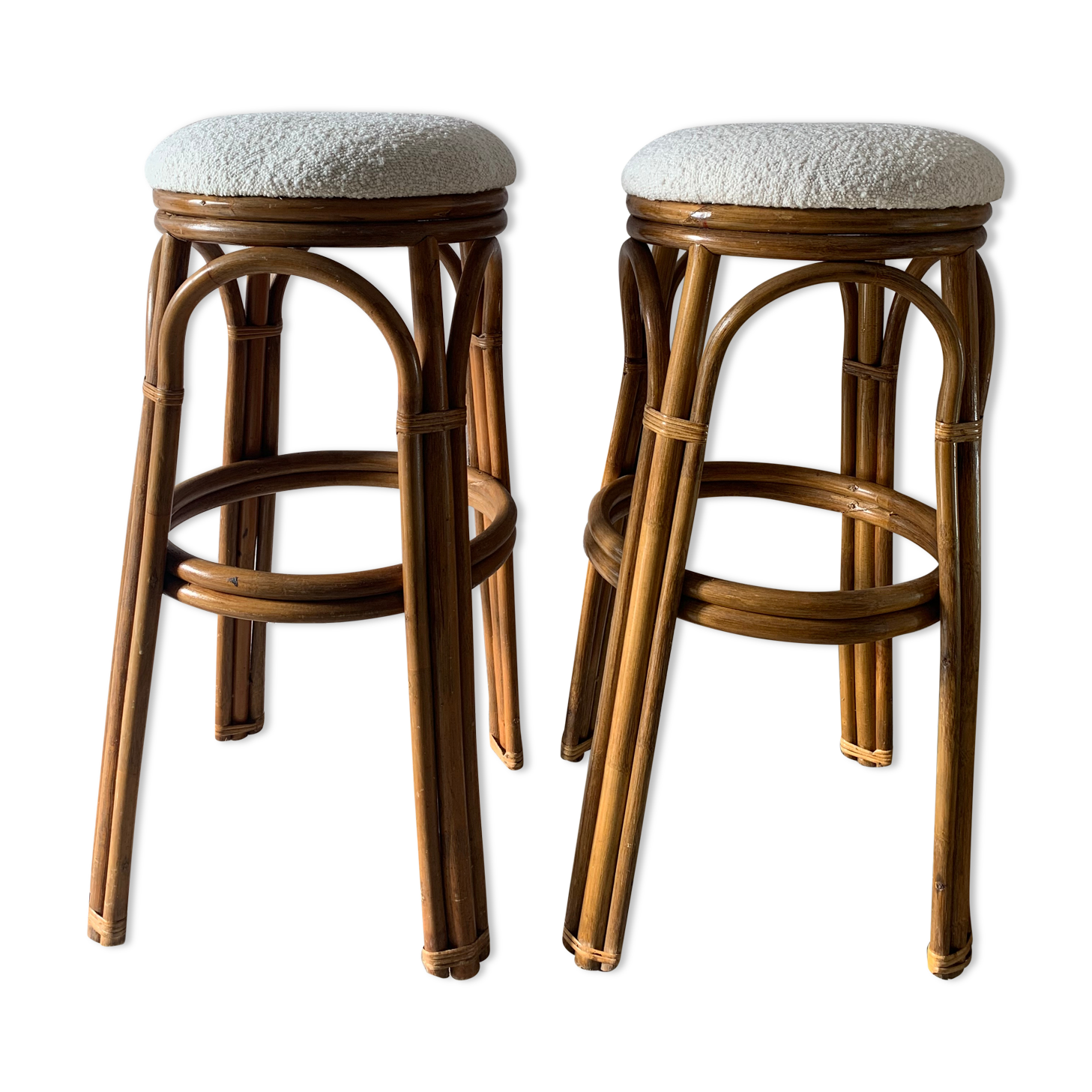 Pair of rattan stools