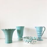 Vintage ceramic ribbed corolla vase