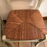 Pair of green straw chairs