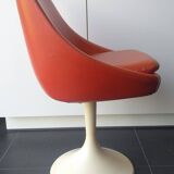 Chaise baquet vintage orange (plastique + cuir)