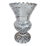 Cut and engraved crystal vase – vintage floral decoration