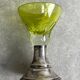 Set of 5 coloured stemmed glasses on silver stems.