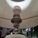 Large Vintage 1970 Space Age Chrome & Wood Lamp