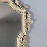 Ancien miroir bois sculpté cérusé décor colombes style Louis XVI Shabby 85x53 cm B572