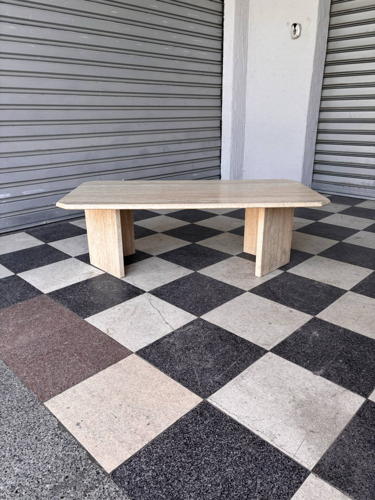 Vintage coffee table in travertine