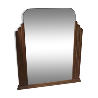 Miroir de bistrot en chêne naturel d'époque art déco 80 x 95 cm