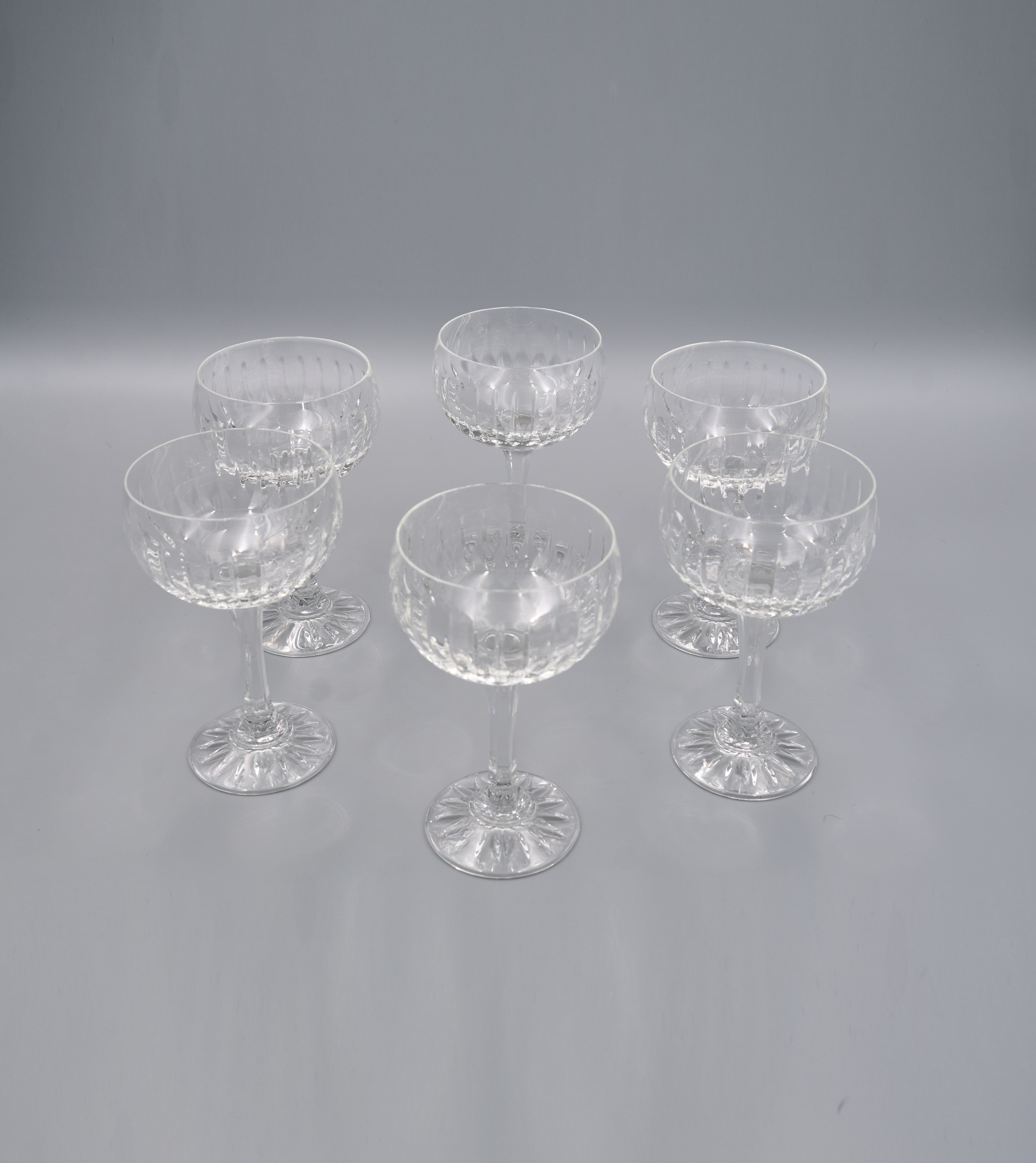 6 Vintage-Style Crystal Champagne Coupes, 1960s Style