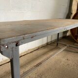 Vintage industrial gray metal dining table 1950