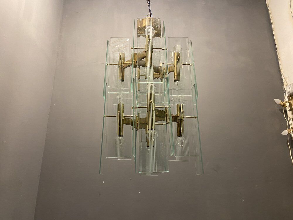 Mid-century architectural chandelier sciolari