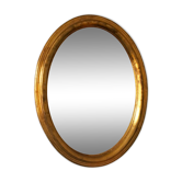 Miroir ovale en bois doré vintage – Hollywood Regency, Belgique, années 1970