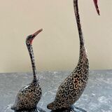 Couple oiseaux anciens laiton