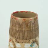 Italian mid century vase fratelli fanciullacci horse sgraffito decor rare glaze variation