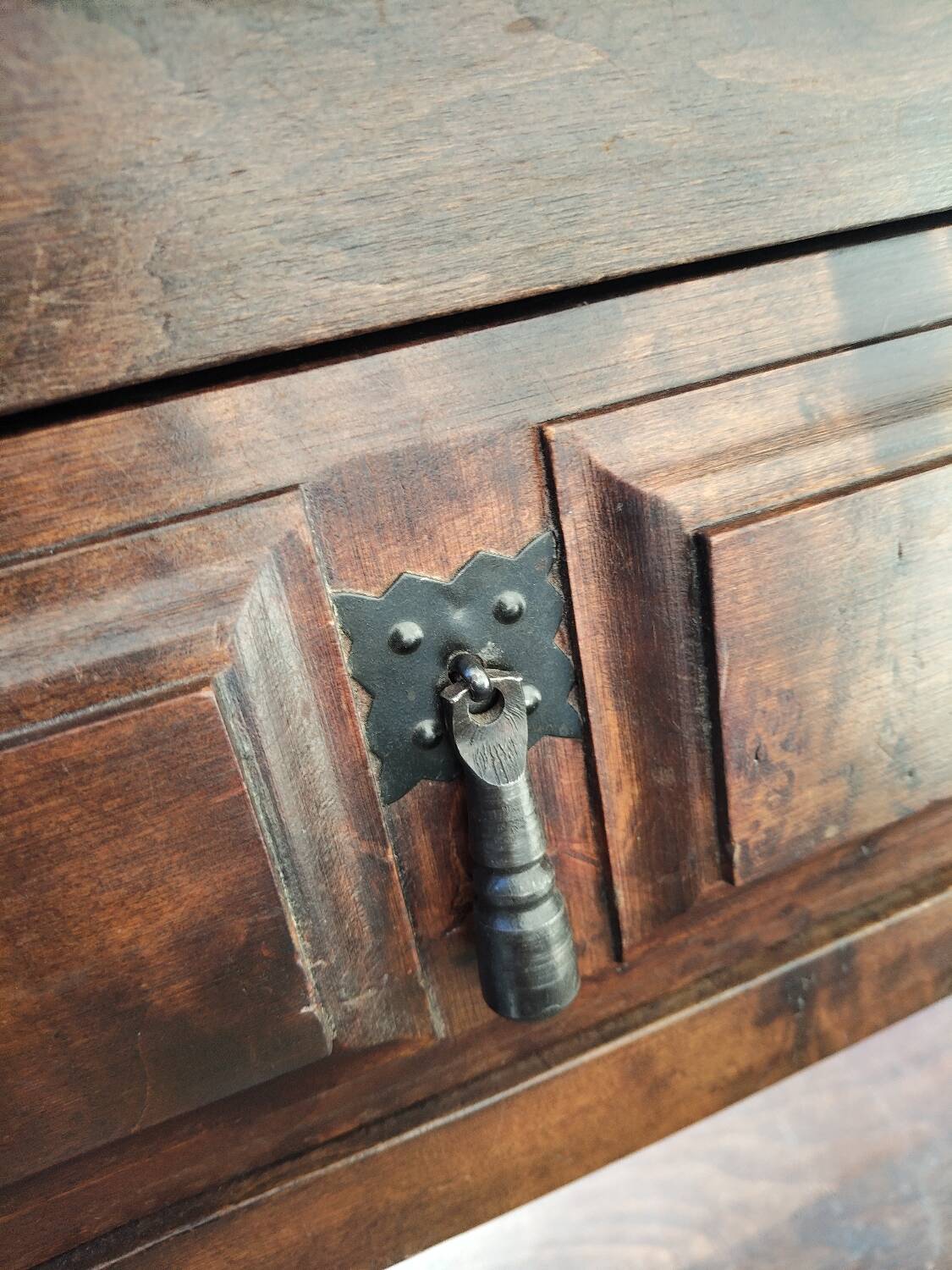 Antique solid wood side table with drawer