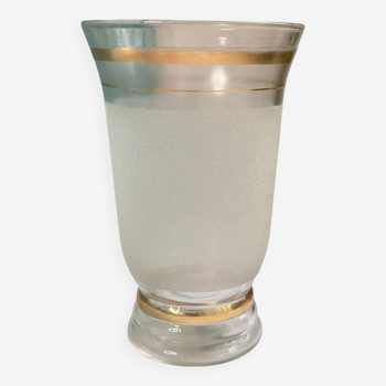 Petit vase vintage en verre granité blanc- années 50