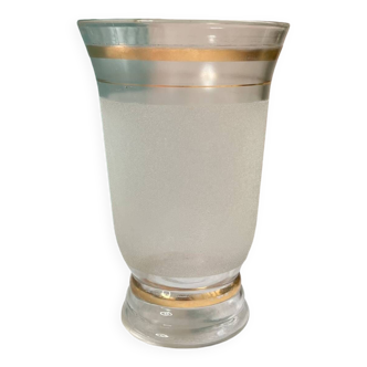Petit vase vintage en verre granité blanc- années 50