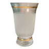 Petit vase vintage en verre granité blanc- années 50