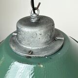 Green enamel and cast iron industrial pendant light, 1960s