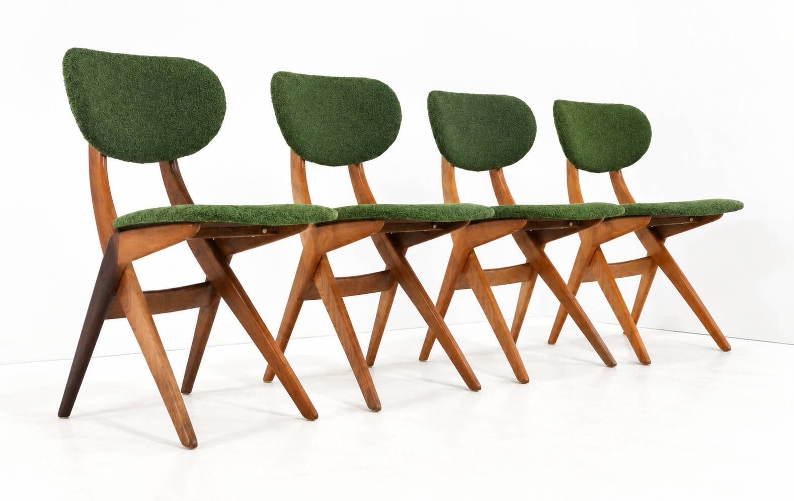 Set of 4 AwA Scissor Chairs - teak mid century modern - new upholstery
