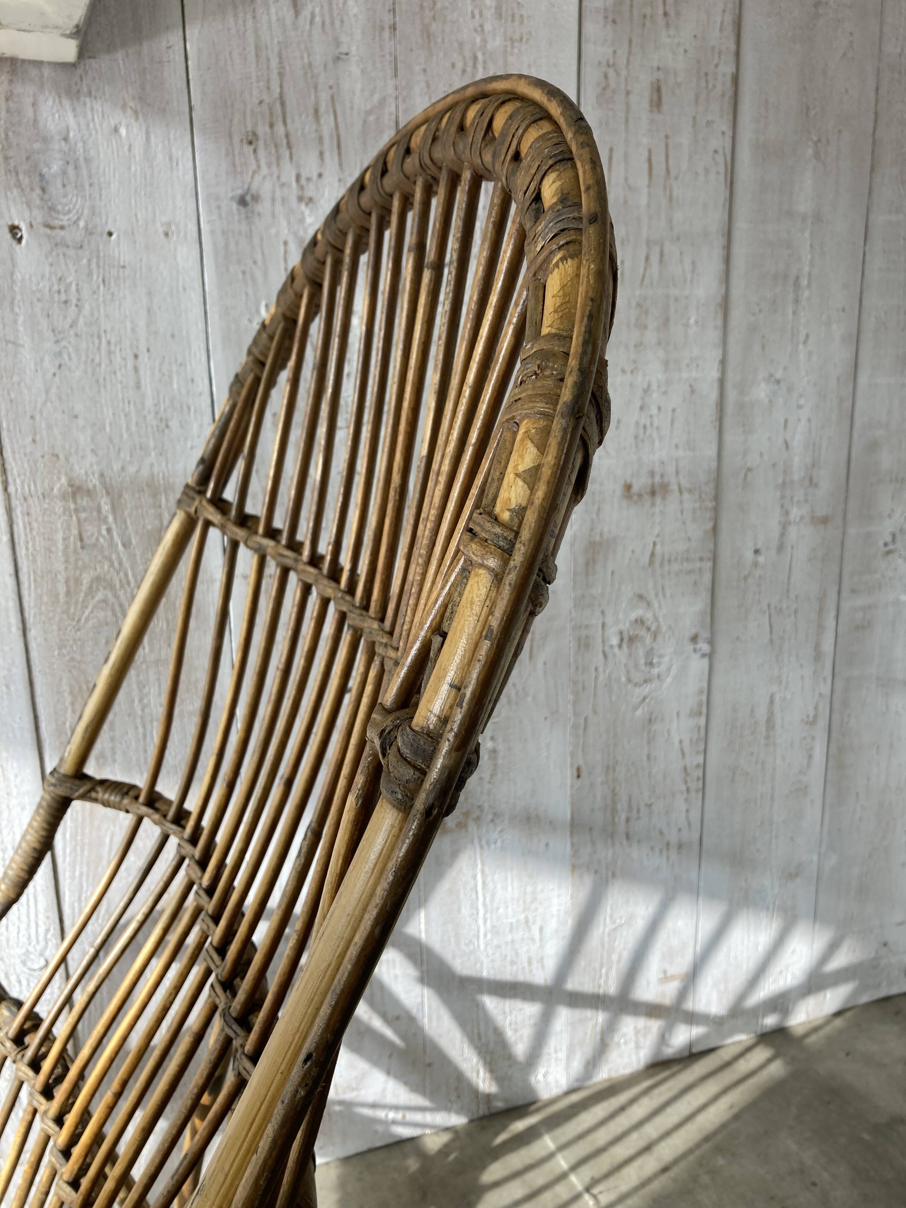 Large vintage rattan armchair
