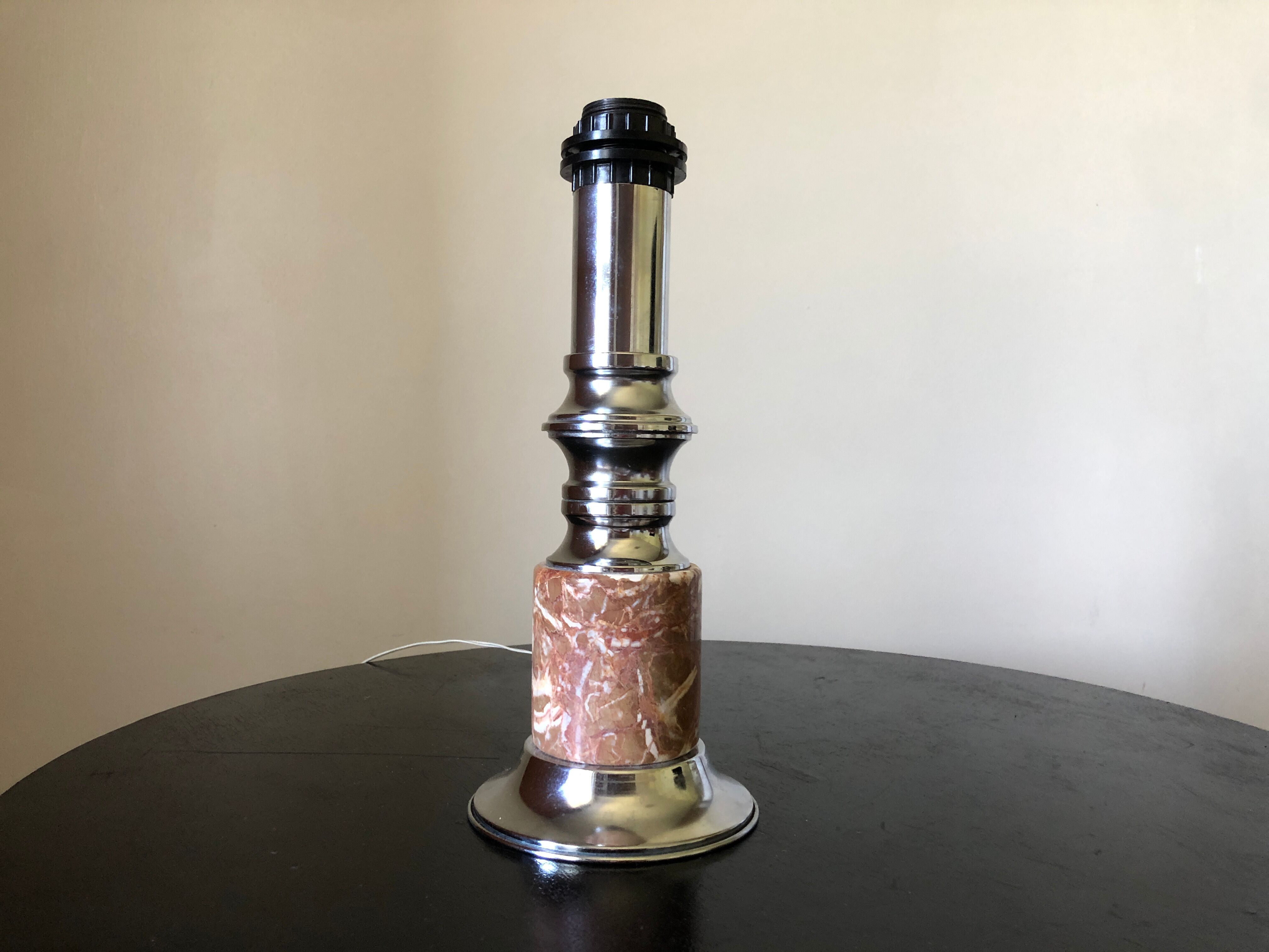 Lamp foot chrome and pink marble