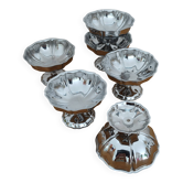 Set of 6 stainless steel ice cream bowls from the 1970s.