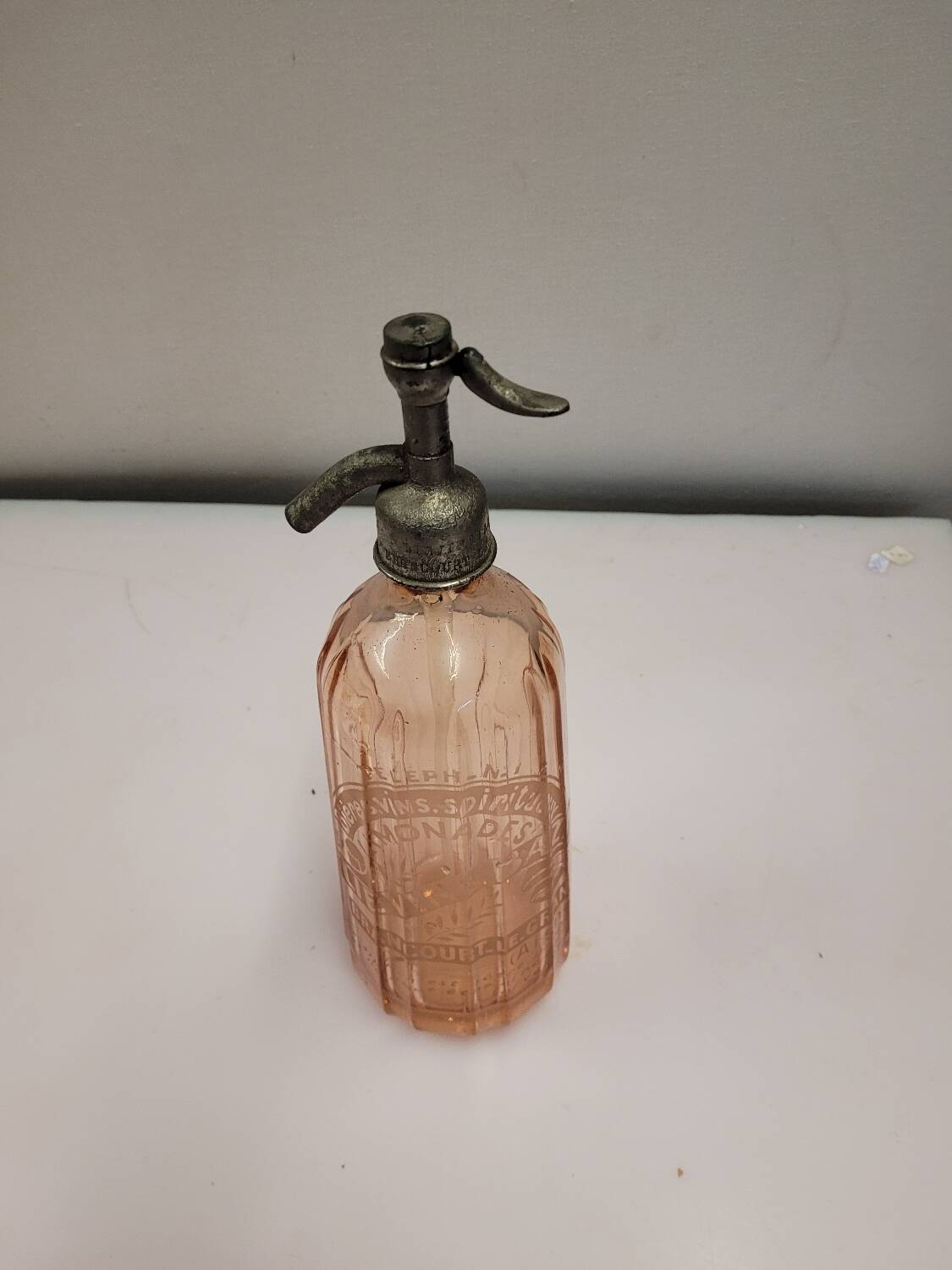 Old Siphon Selzt water bottle with marking