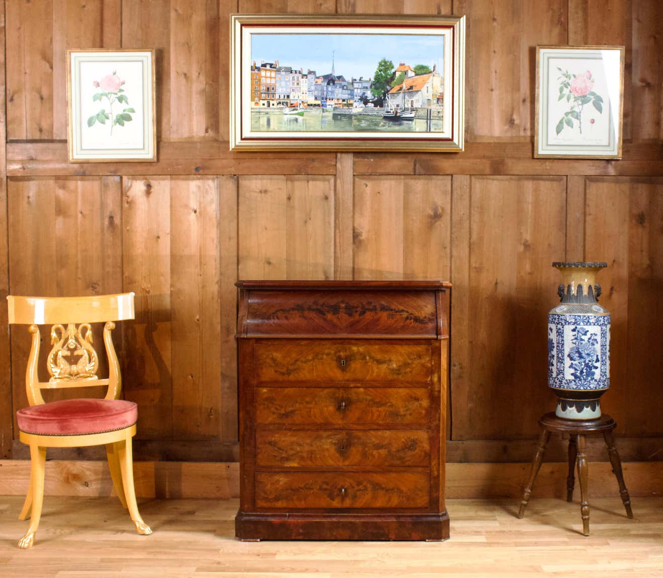 Mahogany and marble toilet chest of drawers - louis philippe period 19th century